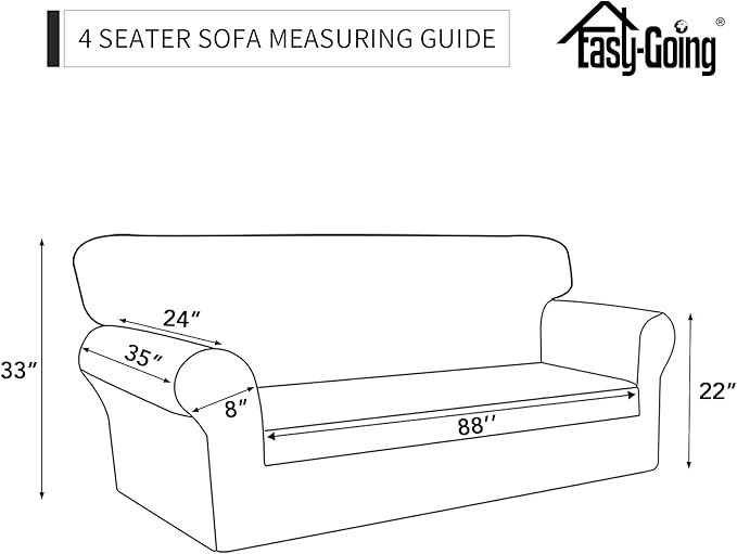 Easy-Going Sofa Slipcover Waterproof Sofa Cover Couch Cover for 4 Cushion Couch with Elastic Straps Washable Non-Slip Furniture Protector Cover for Pets, Dogs, Cat (XX-Large, Camel)