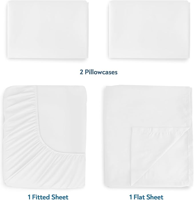 Magik & Kover Queen Sheet Set for Air Mattress - 4 Piece Queen Sheet Set Deep Pocket Up to 24 Inches - Soft & Breathable Air Mattress Sheets Queen Size with Extra Deep Pocket - White