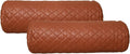 Neck Roll Pillow Cushion Cover, 24x7 Inch Full Moon Round Bolster Pillow Case, Cylinder Soft Lambskin Leather Pillowcase for Head, Spine & Neck Support During Sleep - Quilted Brown Pack of 2