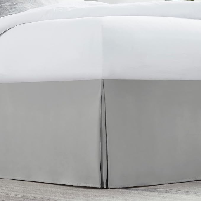 Nestl Silver Bed Skirt King Size - King Bed Skirt 14 Inch Drop - Brushed Microfiber Bed Skirts - Hotel Quality Pleated Bed Skirt - Shrinkage & Fade Resistant