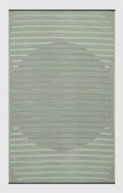 Fab Habitat Striped Outdoor Rug - Waterproof, Fade Resistant, Crease-Free, Reversible - Premium Recycled Plastic - Patio Porch Balcony Deck - Kyoto - Green - 8 x 10 ft