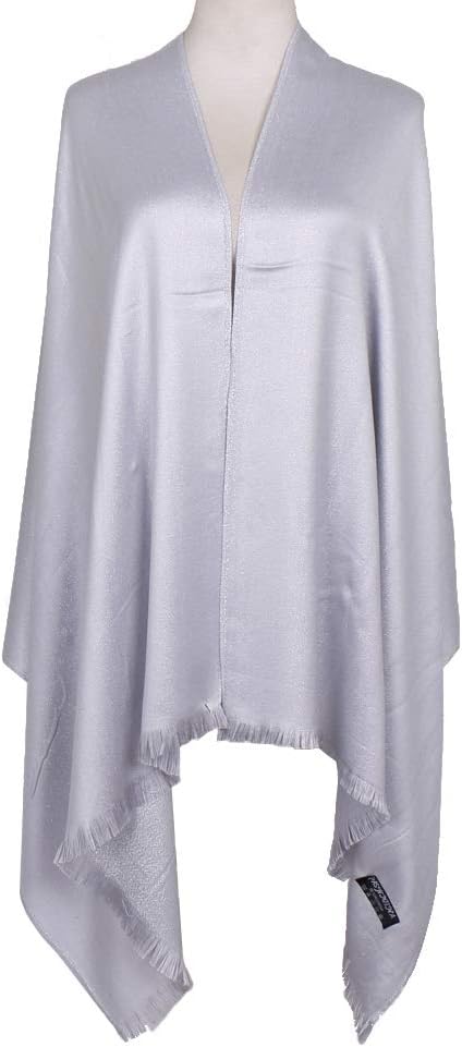 LMVERNA Women's Sparkling Metallic Soft Pashmina Shawls and Wraps Scarf in Solid Colors