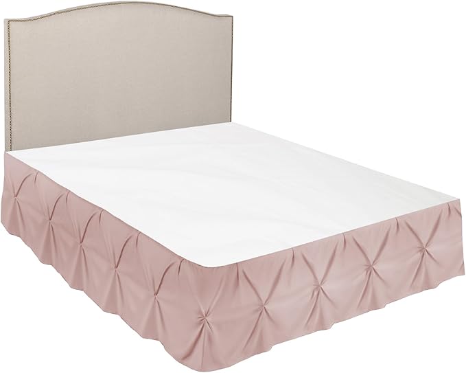 Nestl Blush Pink Bed Skirt Queen Size, Pinch Pleat Queen Bed Skirt, 14" Inch Drop Queen Bedskirt, Hotel Quality Blush Pink Bed Skirts, Microfiber Bedskirt for Queen Bed, Blush Pink Queen Bed Skirt