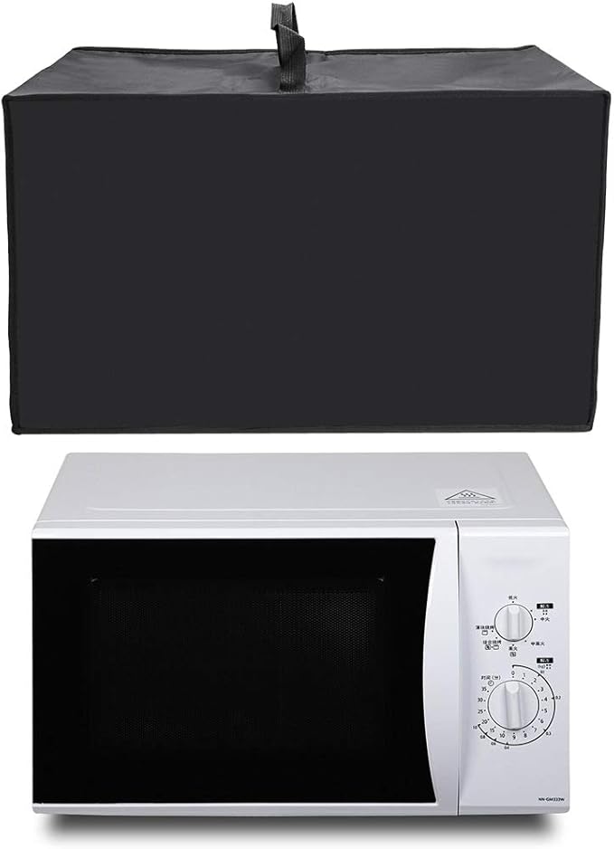 OwnMy Heat-Resistant Dust-Proof Microwave Oven Grill Cover Protector - Waterproof Nylon Fabric Microwave Oven Dust Cover Case Protections for Toaster Oven (Black)