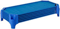 Sprogs Heavy-Duty Stackable Standard Size 52"L Daycare Cots for Kids and Toddlers, Stacking Preschool Classroom Kids Cots for Sleeping, Resting, Naptime, Pack of 6, Blue