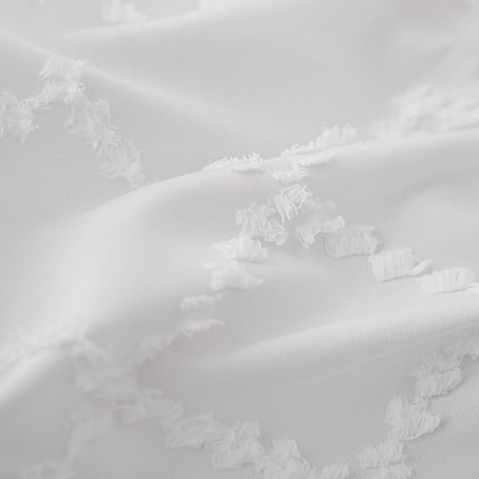 Bed Skirt King Size Ruffled Bed Skirt with Split Corners, 18 Inch Drop Dust Ruffle Bed Skirts with Platform, Boho Tufted Shabby Chic Full Size Bed Skirts, White