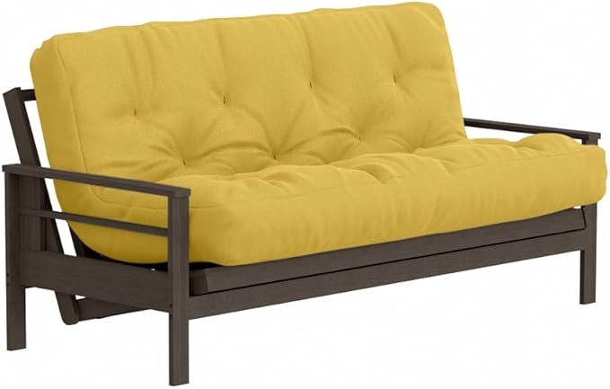 Royal Sleep Products by The Futon Factory 6 inch Foam Futon Mattress - Solid Mustard Cover - Queen Size - CertiPUR Certified Foams - Made in USA - Replacement Mattress - (Frame not Included)