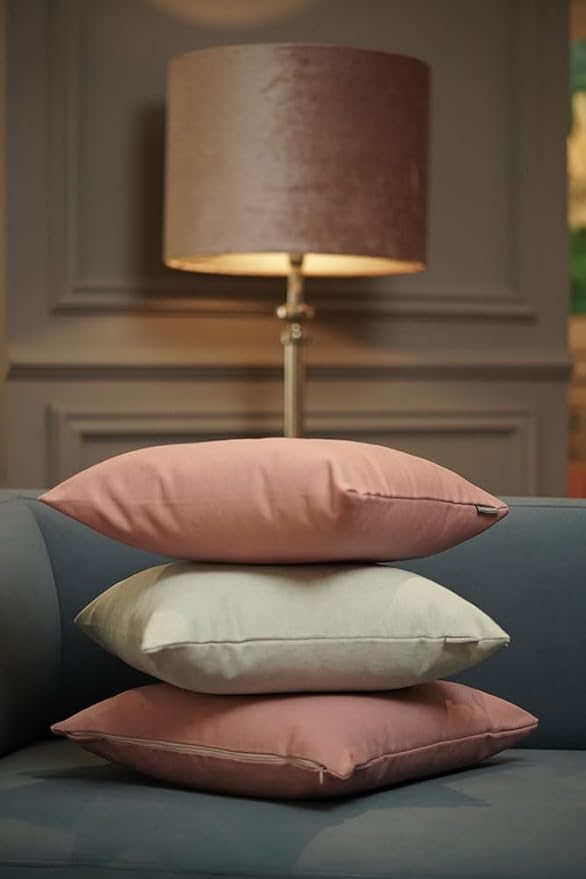 Haven & Glow Decorative Throw Pillow Cover – Square Cushion Case with Zipper | Modern Sofa, Couch & Bed Accent Pillow Covers for Living Room, Bedroom & Home Decor | 18 x 18 Inch – Deep Pink – 2 Pack