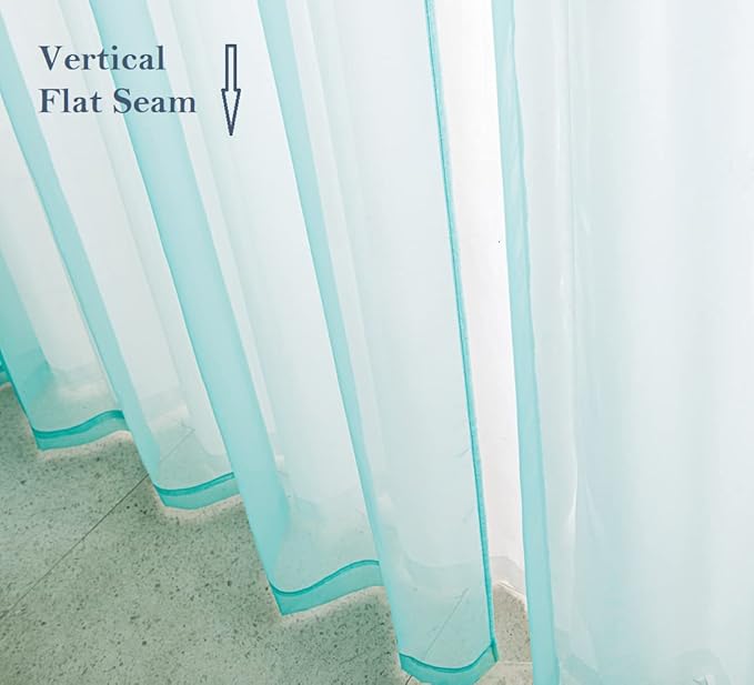 PI Teal Sheer Curtains with Grommet,Airy Voile Textured,Elegant Window Drapery for Kids Room/Study 2 Panels (W52 X L72, Lake Blue)
