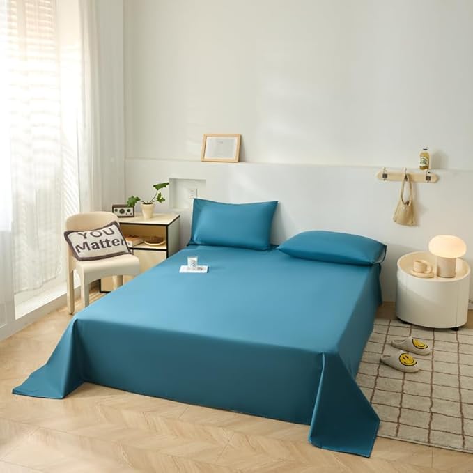 WenBags Lightweight Waterproof Flat Sheet 90 * 98 Inches King Size-Mattress Protector for Bed & Couch, Pet Hair Resistant Cover Ideal for Dogs & Cats, Perfect for Hotels & Hospitals (Blue)