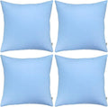 Thmyo 4-Pack 100% Cotton Comfortable Solid Decorative Throw Pillow Case, Square Cushion Cover Pillowcase Sublimation Blank Pillow Covers DIY Throw Pillowcase for Sofa(20x20 inch/ 50x50cm,Sky Blue)
