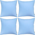 Thmyo 4-Pack 100% Cotton Comfortable Solid Decorative Throw Pillow Case, Square Cushion Cover Pillowcase Sublimation Blank Pillow Covers DIY Throw Pillowcase for Sofa(16x16 inch/ 40x40cm,Sky Blue)