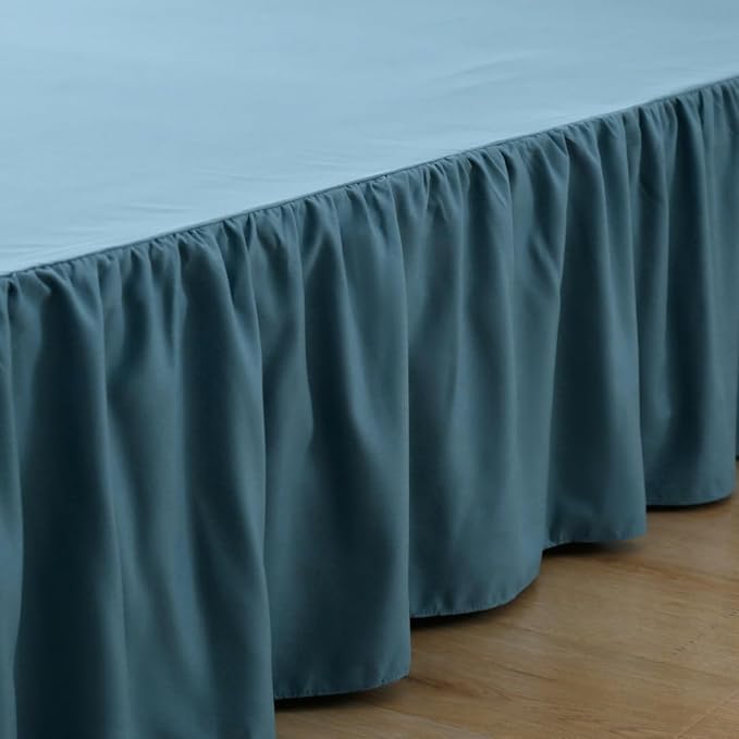 Bed Skirt Full Size Ruffled Bed Skirts with Split Corners, 18 Inch Drop Dust Ruffle Bed Skirt with Platform, Teal Blue, Full - 18" Drop