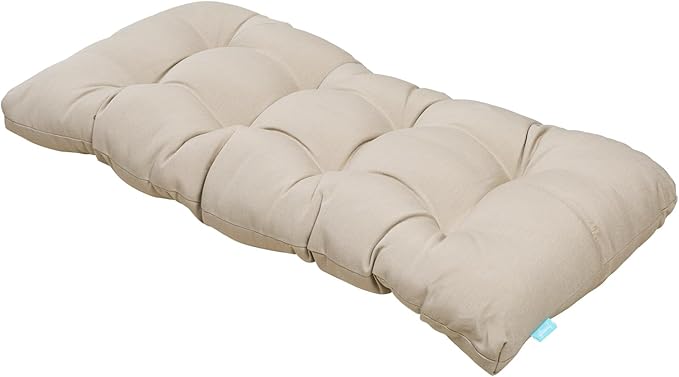 QILLOWAY Outdoor Patio Wicker Seat Cushions Group Loveseat/Two U-Shape/Two Lumbar Pillows for Patio Furniture,Wicker Loveseat,Bench,Porch,Settee of 5 (Beige/Sand/Camel)