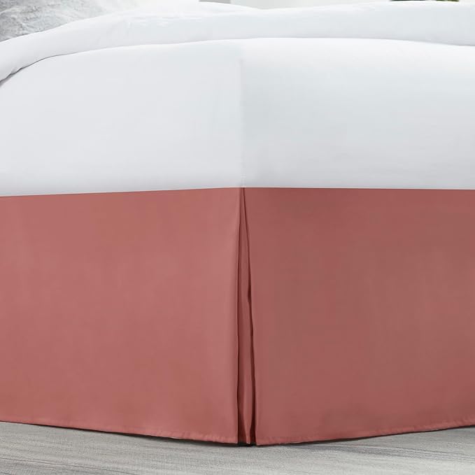 Nestl Pink Clay Full Bed Skirt - Full Size Bed Skirt 14 Inch Drop - Brushed Microfiber Bed Skirts - Hotel Quality Pleated Bed Skirt - Shrinkage & Fade Resistant
