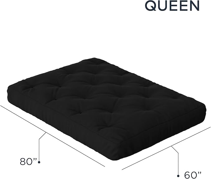 Royal Sleep Products by The Futon Factory 6 inch Foam Futon Mattress - Solid Black Cover - Queen Size - CertiPUR Certified Foams - Made in USA - (Frame not Included)