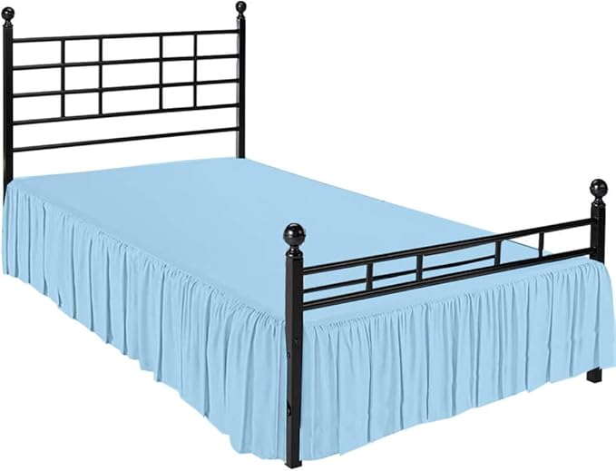 Ruffle Bed Skirt with Split Corners, Microfiber Dust Ruffled for a Perfectly Tailored Bedding Ensemble, Wrinkle and Fade Free, Easy Fit, Full Size 21 Inch Drop, Light Blue