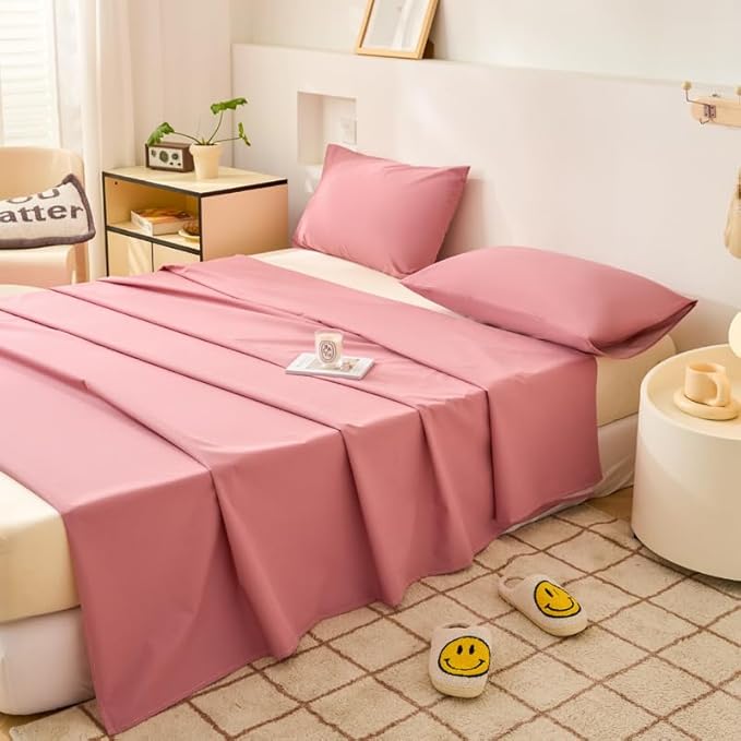 WenBags Lightweight Waterproof Flat Sheet 70 * 90 Inches Queen Size-Mattress Protector for Bed & Couch, Pet Hair Resistant Cover Ideal for Dogs & Cats, Perfect for Hotels & Hospitals (Pink)