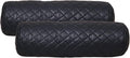 Neck Roll Pillow Cushion Cover, 22x5 Inch Full Moon Round Bolster Pillow Case, Cylinder Soft Lambskin Leather Pillowcase for Head, Spine & Neck Support During Sleep - Quilted Gun Metal Blue Pack of 2