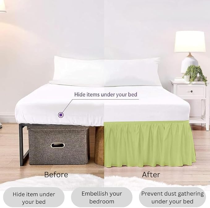Ruffle Bed Skirt with Split Corners, Microfiber Dust Ruffled for a Perfectly Tailored Bedding Ensemble, Wrinkle and Fade Free, Easy Fit, Full Size 18 Inch Drop, Sage
