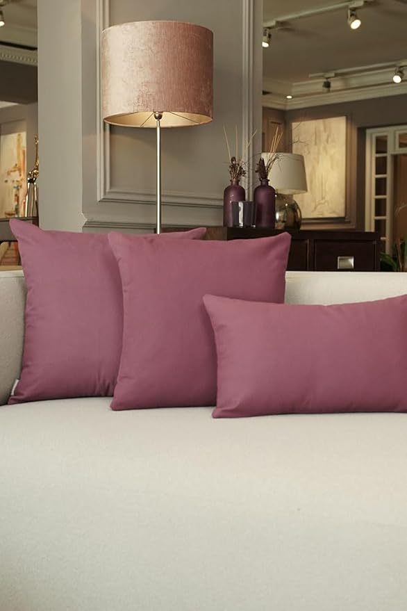 Haven & Glow Decorative Throw Pillow Cover – Square Cushion Case with Zipper | Modern Sofa, Couch & Bed Accent Pillow Covers for Living Room, Bedroom & Home Decor | 18 x 18 inches – Violet – 2 Pack