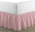 Bed Skirt - Ruffled Bed Skirt (Full XL, Pink) 12 Inch Drop Dust Ruffle with Platform, 100% Cotton 800 Thread Count Fabric - Dust Ruffle Bedskirt for Easy Fitting and Easy Care
