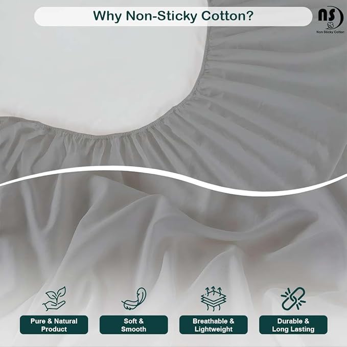 NON Sticky cotton Queen Size Sleeper Sofa Sheets, 4 Piece Egyptian Cotton Bed Sheet Set for Sofa Bed, 10" Deep Pocket for Pull Out Couch Mattress, 60" x 75", Light Grey Solid, Soft & Breathable