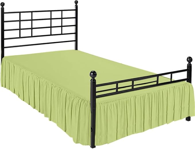 Ruffle Bed Skirt with Split Corners, Microfiber Dust Ruffled for a Perfectly Tailored Bedding Ensemble, Wrinkle and Fade Free, Easy Fit, Twin Size 21 Inch Drop, Sage