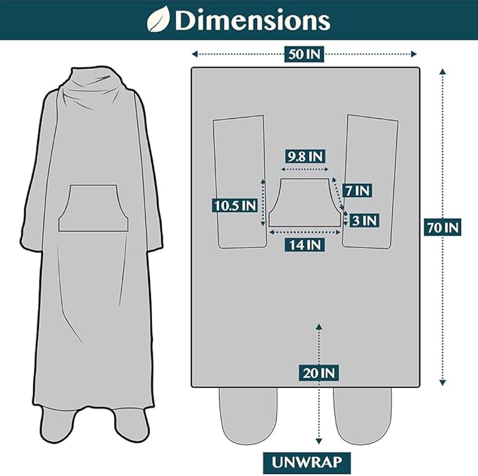 PAVILIA Fleece Blanket with Sleeves, Foot Pockets for Women Men Adults, Plush Wearable Blanket Throw Wrap, Warm Snuggle Blanket Robe, Cozy Gift Ideas Wife Mom, Dark Green