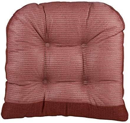 Klear Vu Gripper Overstuffed Universal Non-Slip Dining Chair Cushions for Kitchen Decor or Office Use, U-Shaped Skid-Proof Seat Pad, 17x17 Inches, 2 Count (Pack of 1), Solid Flame