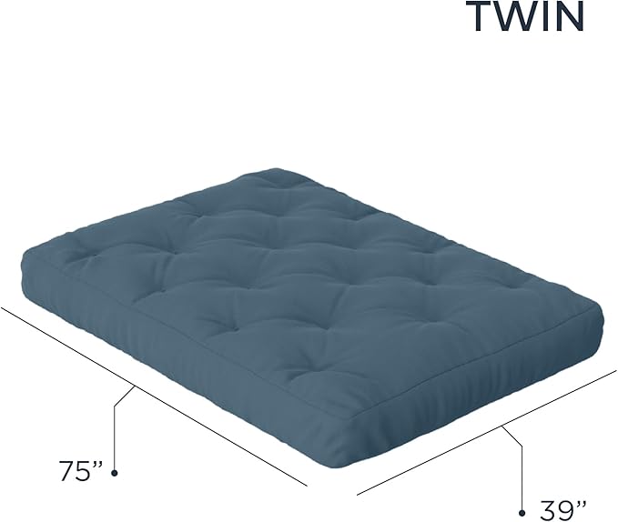 Royal Sleep Products by The Futon Factory 6 inch Foam Futon Mattress - Solid Denim Blue Cover - Twin Size - CertiPUR Certified Foams - Made in USA - Replacement Mattress - (Frame not Included)