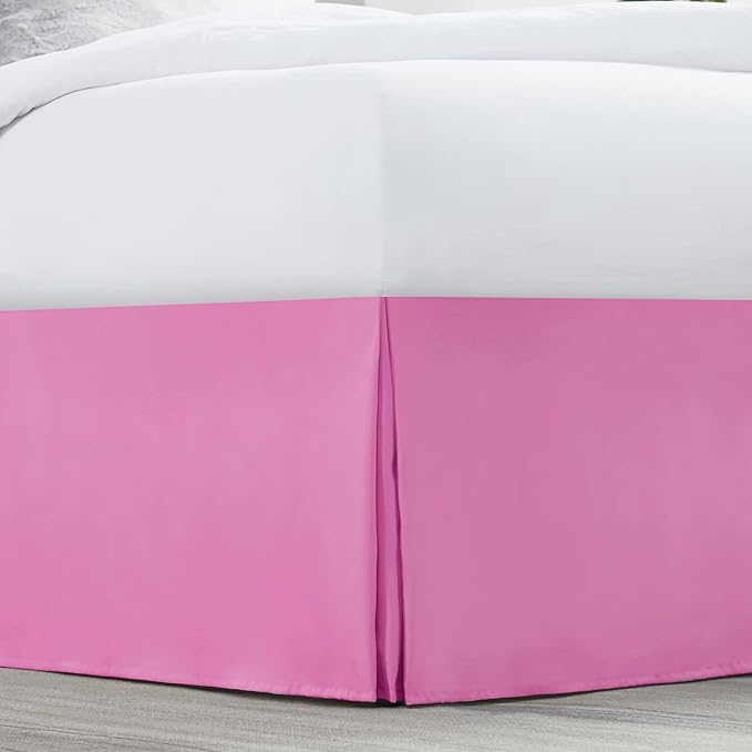 Nestl Light Pink Twin XL Bed Skirt - Twin XL Size Bed Skirt 14 Inch Drop - Brushed Microfiber Bed Skirts - Hotel Quality Pleated Bed Skirt - Shrinkage & Fade Resistant