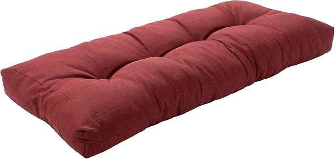 Outdoor Bench Cushion 48 x18 inch with Non-Slip Grips,Water Resistant Porch Swing Cushion,Bench Pillow Pads,Tufted Cushions for Patio Garden Furniture,48" Seat Cushions(Dark Red)