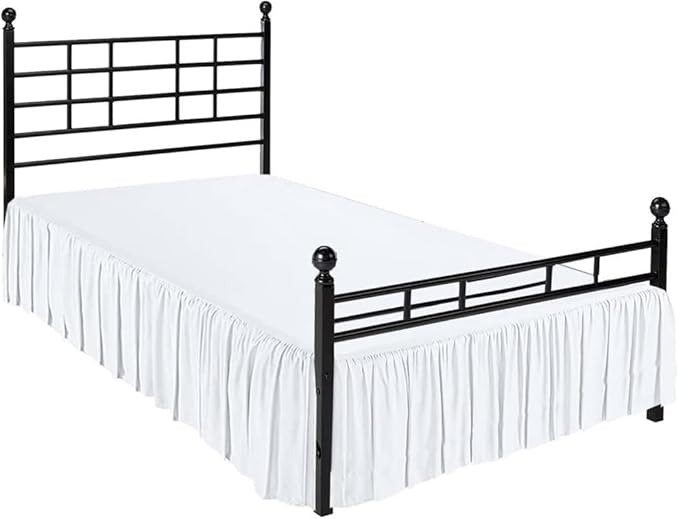 Ruffle Bed Skirt with Split Corners, Microfiber Dust Ruffled for a Perfectly Tailored Bedding Ensemble, Wrinkle and Fade Free, Easy Fit, Twin Size 15 Inch Drop, White
