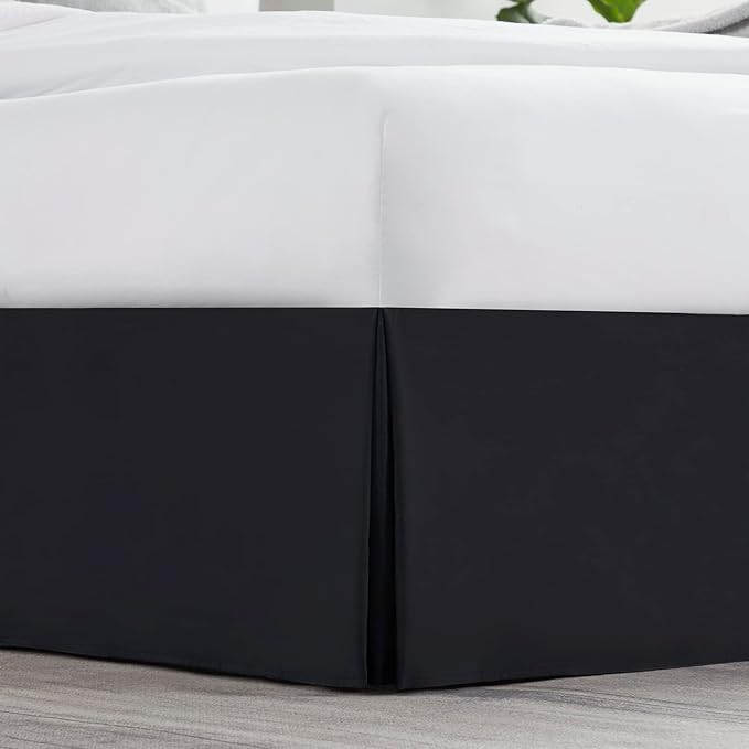 Nestl Black Bed Skirt Queen Size - Queen Bed Skirt 14 Inch Drop - Brushed Microfiber Bed Skirts - Hotel Quality Pleated Bed Skirt - Shrinkage & Fade Resistant