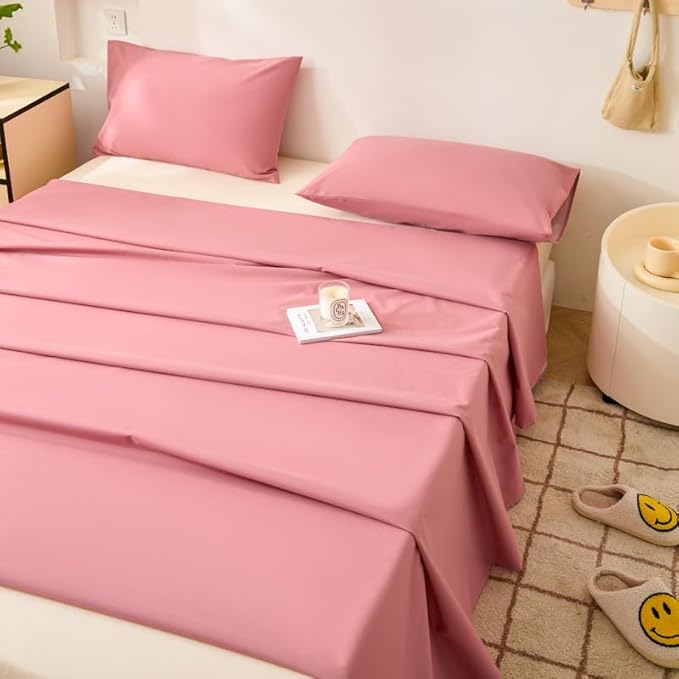 WenBags Lightweight Waterproof Flat Sheet 70 * 90 Inches Queen Size-Mattress Protector for Bed & Couch, Pet Hair Resistant Cover Ideal for Dogs & Cats, Perfect for Hotels & Hospitals (Pink)