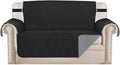H.VERSAILTEX Reversible Loveseat Cover Furniture Protector Anti-Slip Water Resistant 2" Elastic Straps Couch Covers Pets Kids Fit Sitting Width Up to 54"(Oversized Loveseat: 75" x 98", Black/Grey)