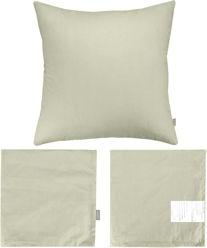 4-Pack 100% Cotton Comfortable Solid Decorative Throw Pillow Case,Thmyo Square Cushion Cover Pillowcase Sublimation Blank Pillow Covers DIY Throw Pillowcase for Sofa Bedroom(20x20 inch/ 50x50cm,Beige)