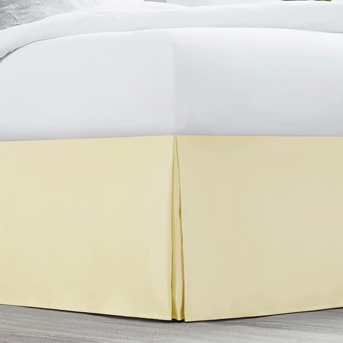 Nestl Vanilla Yellow Full XL Bed Skirt - Full XL Size Bed Skirt 14 Inch Drop - Brushed Microfiber Bed Skirts - Hotel Quality Pleated Bed Skirt - Shrinkage & Fade Resistant