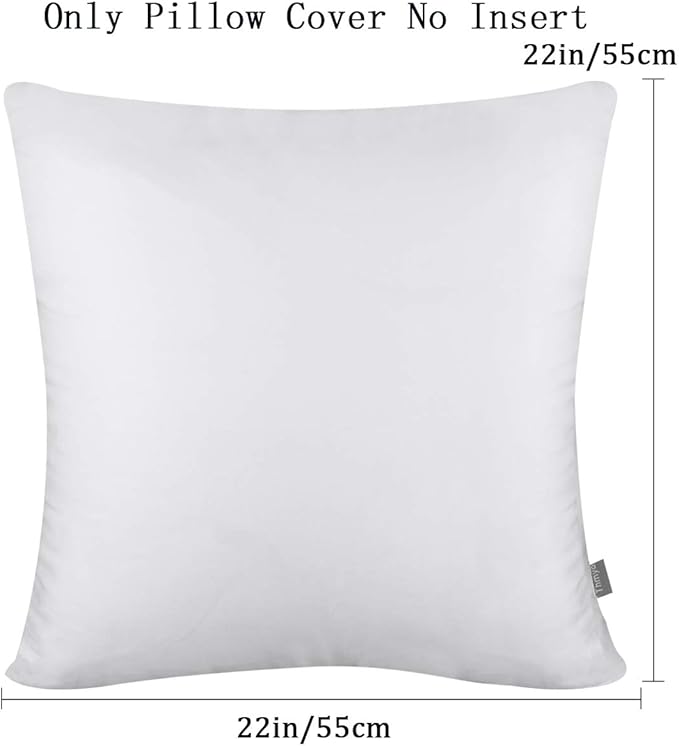 Thmyo 4-Pack 100% Cotton Comfortable Solid Decorative Throw Pillow Case Square Cushion Cover Pillowcase Sublimation Blank Pillow Covers Christmas DIY Throw Pillowcase for Sofa(22x22inch/55x55cm,White)