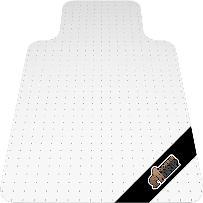 GORILLA GRIP Slip Resistant Office Chair Mat for Carpet Floors, 36x48 Lip Smooth Glide Under Desk Carpeted Floor Protector, Heavy Duty Plastic Computer Mats for Rolling Work and Gaming Chairs, Clear