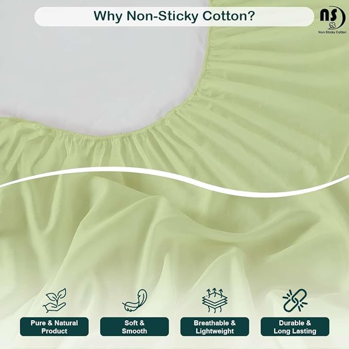 NON Sticky cotton Full Size Sleeper Sofa Sheets, 4 Piece Egyptian Cotton Bed Sheet Set for Sofa Bed, 6" Deep Pocket Fitted Sheet for Pull Out Couch Mattress, 54" x 75", Sage Solid, Soft & Breathable