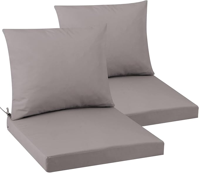 Outdoor Seat Cushion Set 22 x 22 In, Water-Resistant & Fade-Resistan, Patio Furniture Cushions with Removable Cover Deep Seat & Back Cushion with Handle and Adjustable Straps for Chair Sofa,2PC