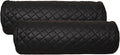 Neck Roll Pillow Cushion Cover, 22x5 Inch Full Moon Round Bolster Pillow Case, Cylinder Soft Lambskin Leather Pillowcase for Head, Spine & Neck Support During Sleep - Quilted Black Pack of 2