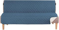 H.VERSAILTEX Reversible Futon Cover Water Repellent Armless Sofa Slipcover Washable Furniture Protector with Adjustable Elastic Strap Anti-Slip Futon Bed Cover for Dogs 70" Width Seat(Dark Blue/Beige)