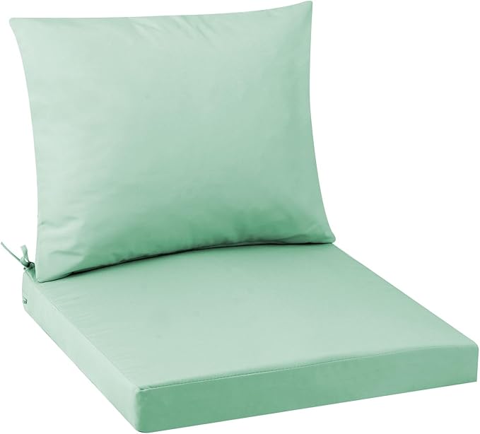 Outdoor Seat Cushion Set 24 x 24 In, Water-Resistant & Fade-Resistan, Patio Furniture Cushions with Removable Cover Deep Seat & Back Cushion with Handle and Adjustable Straps for Chair Sofa,1PC