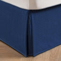 MIYE Pleated Waffle Weave Bed Skirt, Tailored Dust Ruffle 18 Inch Drop Easy Fit, Machine Washable (Navy Blue, Full - 18" Drop)