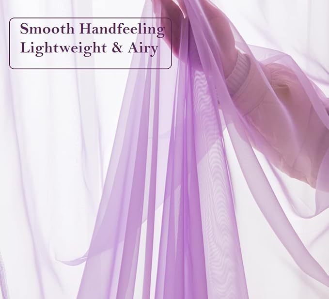 PI Sheer Curtains with Grommet,Hazy Voile Textured,Elegant Window Drapery for Wedding/Party 2 Panels (W52 X L72, Violet Purple)