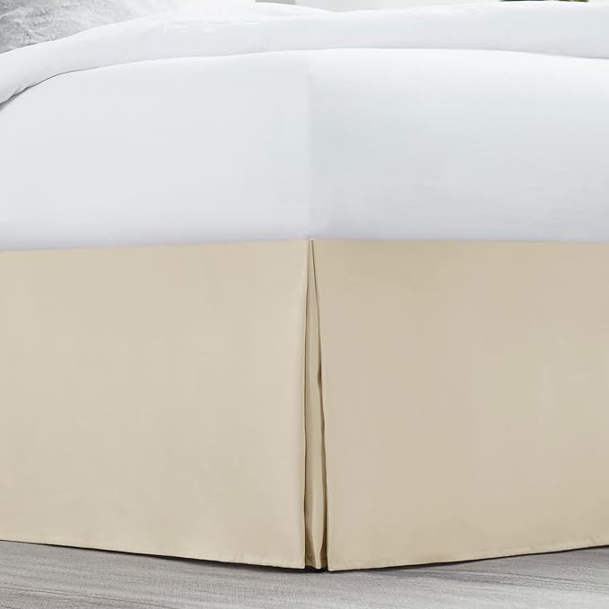 Nestl Cream Bed Skirt Cal King Size - Cal King Bed Skirt 14 Inch Drop - Brushed Microfiber Bed Skirts - Hotel Quality Pleated Bed Skirt - Shrinkage & Fade Resistant