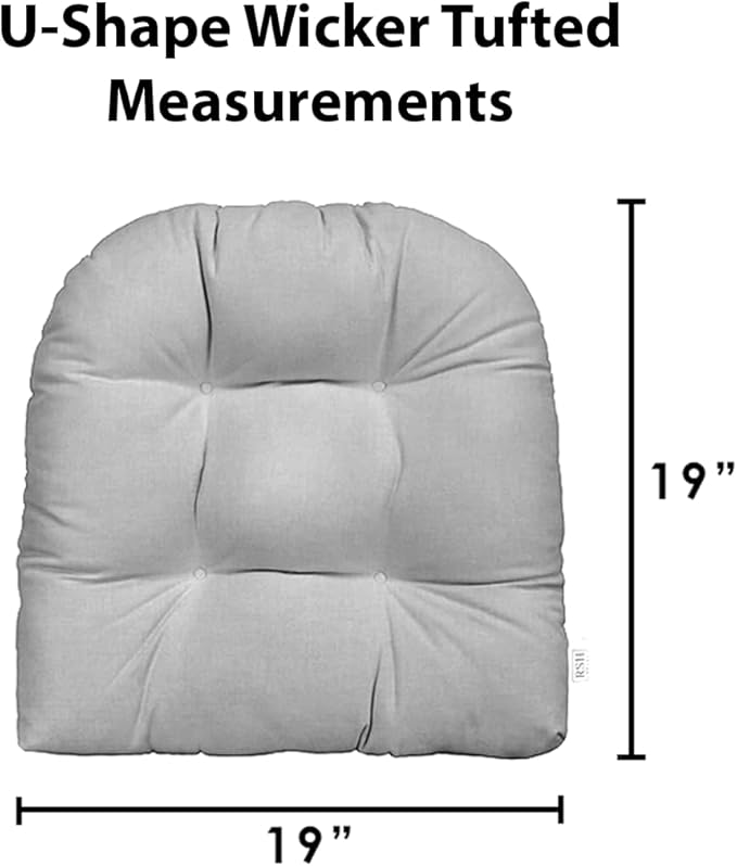 RSH DECOR: Tufted U-Shape Wicker Seat Cushions Set of 2 | 19” x 19” | All-Weather Spun Fabric | Water-Resistant | Outdoor Chair Cushions for Patio Furniture | Groove Pink Flamingo